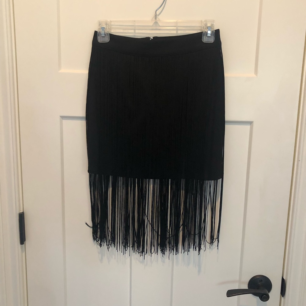 SOLD‼️ Black Pencil Fringe Skirt